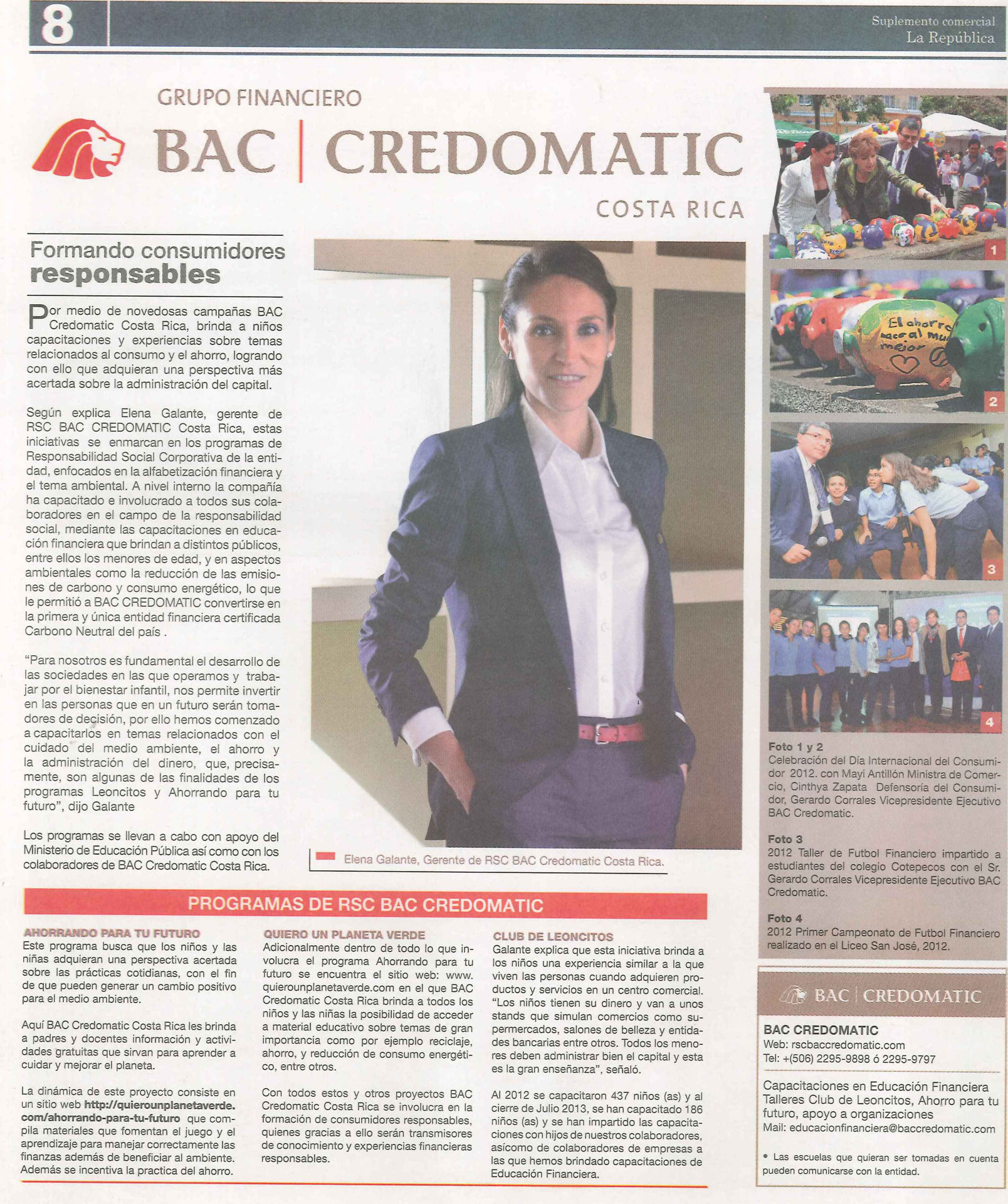 La República · Suplemento comercial — «Formando consumidores responsables»